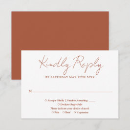 Terracotta minimalistisk elegant script bröllop OSA kort