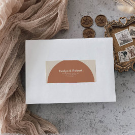 Terracotta Minimalistisk formell Arch Bröllop Retu Adressetikett