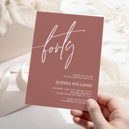 Terracotta Minimalistisk inbjudan på 40:e födelsed