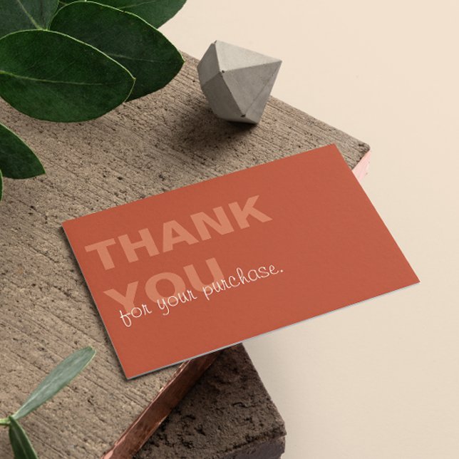 Terracotta-minimalistisk Tack för ditt köp Visitkort (Terracotta Minimalist Thank You For Your Purchase Business Card)