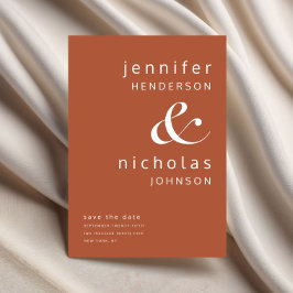 Terracotta Modern Ampersand Typography Bröllop Spara Datumet