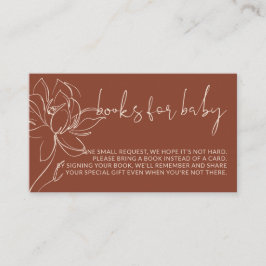 Terracotta Modern böcker begär enkel baby shower Tilläggskort