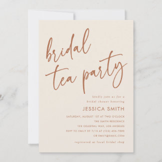 Terracotta Modern Boho Bridal Tea Party Shower Inbjudningar