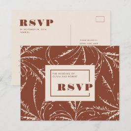 Terracotta Modern Boho Bröllop RSVP Vykort