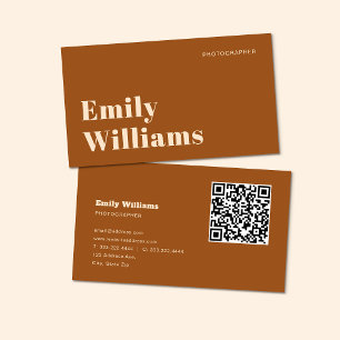 Terracotta Modern Boho Minimalist QR-kod Visitkort