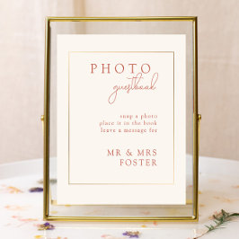Terracotta Modern Bröllop Photo Guestbook-tecken Poster