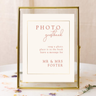 Terracotta Modern Bröllop Photo Guestbook-tecken Poster