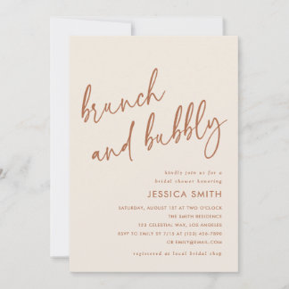 Terracotta Modern Brunch and Bubbly Bridal Shower Inbjudningar