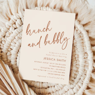 Terracotta Modern Brunch och Bubbly Bröllopsdusch Inbjudningar