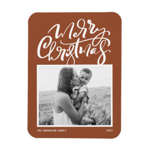 Terracotta Modern Calligraphy Photo jul Magnet