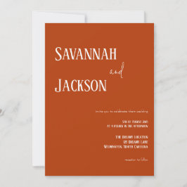 Terracotta Modern Elegant bröllop-inbjudan Inbjudningar