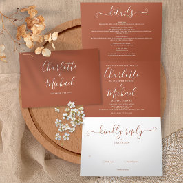 Terracotta Modern Elegant Script Photo Bröllop