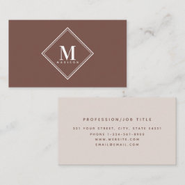 Terracotta Modern Minimalist Monogram Initial Visitkort