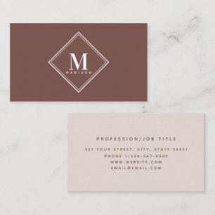Terracotta Modern Minimalist Monogram Initial Visitkort