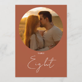 Terracotta Modern Minimalist Script-Bordsnummer Inbjudningar