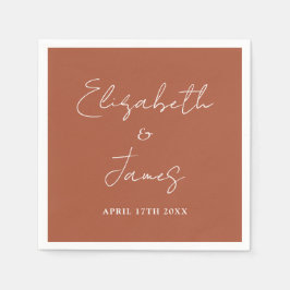 Terracotta Modern Minimalist Script Bröllop Pappersservett