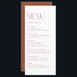 Terracotta Modern minimalistisk typografi Bröllop Meny<br><div class="desc">Anpassadets menykort med modern typografi. Anpassa genom att lägga till datum och måltider. Det här minsta terracotta-menykortet är perfekt för bröllop,  babyduschar,  möhippor,  födelsedagar och mycket annat.</div>