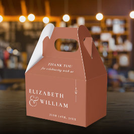 Terracotta Modern Monogram Bröllop Tack Presentaskar