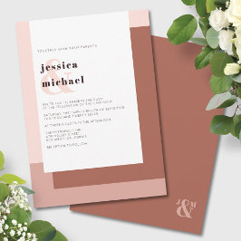Terracotta Modern Monogram minimalistisk fet Bröll Inbjudningar