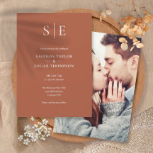 Terracotta Modern Monogram Photo Bröllop