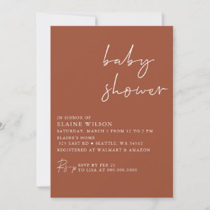 Terracotta Modern Neutral Baby Shower Inbjudningar