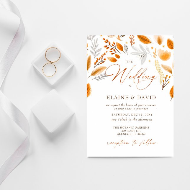 Terracotta Modern Script Elegant Fall Wedding Inbjudningar (Terracotta Modern Script Elegant Fall Wedding Invitation)