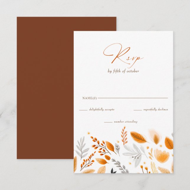 Terracotta Modern Script Elegant Fall Wedding OSA Kort (Fram/baksida)