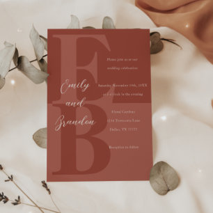 Terracotta Modern stor inledande bröllopsinbjudan Inbjudningar