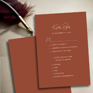 Terracotta Modern Whimsical Script Bröllop OSA Kort
