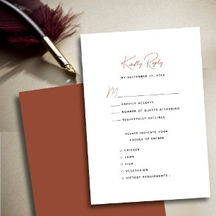 Terracotta Modern Whimsical Script Bröllop OSA Kort