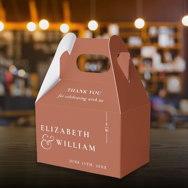 Terracotta Modernt Monogram Bröllop Tack  Presentaskar (Skapare uppladdad)