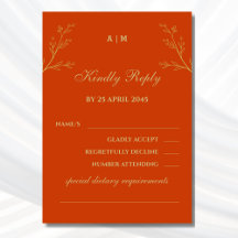 Terracotta Monogram botaniskt Bröllop OSA-kort