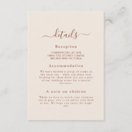 Terracotta Monogram Bröllop-detaljförslutningskort Tilläggskort