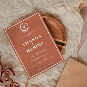 Terracotta Monogram bröllopsinbjudan Inbjudningar