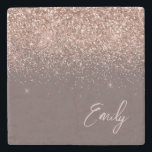Terracotta Monogram Ro Guld Rosa Glitter Stenunderlägg<br><div class="desc">Terracotta och Ro Guld -  Rosa Gnistra Glitter Skriver Monogram Namn Stone Tile. Det gör perfekt studenten,  söt 16-årsdag,  bröllop,  möhippa,  årsdag,  babydusch eller bachelorette-fest till någon som kärlek glam lyx och chic stilar.</div>