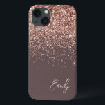 Terracotta  Monogram Rosa ros Guld Glitter<br><div class="desc">Terracotta och Ro Guld -  Rosa Faux Gnistra och Dripping Glitter Brushed Metall Monogram Namn och Initial Mobil. Det gör perfekten söt 16-årsjubileum,  bröllop,  möhippa,  årsdag,  babydusch eller bachelorette-fest för någon som glam lyxen och chic stilar i kärlek.</div>