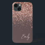 Terracotta  Monogram Rosa ros Guld Glitter<br><div class="desc">Terracotta och Ro Guld -  Rosa Faux Gnistra och Dripping Glitter Brushed Metall Monogram Namn och Initial Mobil. Det gör perfekten söt 16-årsjubileum,  bröllop,  möhippa,  årsdag,  babydusch eller bachelorette-fest för någon som glam lyxen och chic stilar i kärlek.</div>