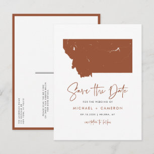 Terracotta Montana State Karta QR Code Save Date Meddelande Vykort