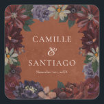 Terracotta Moody Blommigt Wedding Stickers Fyrkantigt Klistermärke<br><div class="desc">Lägg till en avslutande beröring med de här terracotta-bröllopsmärken med moody blommigtar och dina egna namn och bröllop-datum. Perfekt som kuvertförseglingar eller för att klä ut bröllopsfavoriter,  är de en enkel detalj för din stora snyggt.</div>