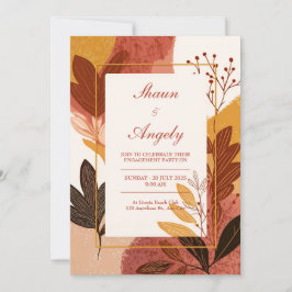 Terracotta Mustard Abstract Leaf Wedding Inbjudningar