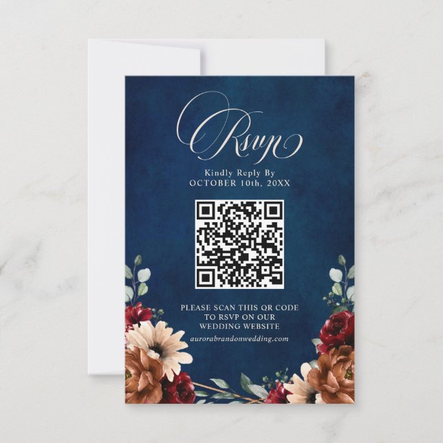 Terracotta Navy Blue Burgundy Geometric QR-kod OSA Kort (Framsida)