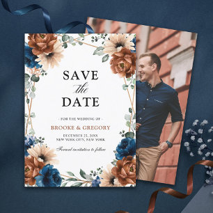 Terracotta Navy Blue Greenery Spara datumet