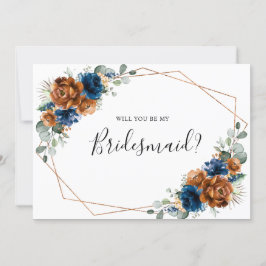 Terracotta Navy Blue, kommer du bli min bridesmaid Inbjudningar