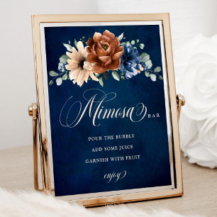 Terracotta Navy Blue Möhippa Mimosa Pub Sign Poster