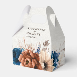 Terracotta Navy Blue Pampas Grass Rustic Bröllop Presentaskar