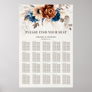 Terracotta Navy Blue Pampas Grass Sittdiagram Poster