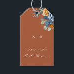 Terracotta Navy Blue Rust Rustic Tack Bröllop Presentetikett<br><div class="desc">Är du tittar för unika och rustiska bröllop-märkre? Se på våra märkre för maringåvor och rost bröllop! Vacker för fallbröllop eller andra höstteman. Vår brända märkre i orangens gåva är perfekt för en rustik känsla,  med elegans. Vackra Terracotta Navy Blue Rust Rustic Tack Gift-Märkre.</div>