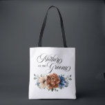 Terracotta Navy Greenery Mor i Groom Tygkasse<br><div class="desc">Elegant Navy Blue,  Terracotta ,  Orange earthy blommigt Tema bröllop mor i Groom tote-påsen med elegant bouquet av marinblått,  Terracotta färg ro peonies och grönt eucalyptus löv. Kontakta mig om du behöver hjälp med anpassning eller om du behöver någon annan produkt med den här designen.</div>