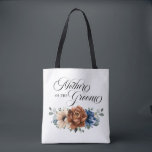 Terracotta Navy Greenery Mor i Groom Tygkasse<br><div class="desc">Elegant Navy Blue,  Terracotta ,  Orange earthy blommigt Tema bröllop mor i Groom tote-påsen med elegant bouquet av marinblått,  Terracotta färg ro peonies och grönt eucalyptus löv. Kontakta mig om du behöver hjälp med anpassning eller om du behöver någon annan produkt med den här designen.</div>