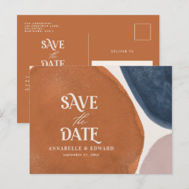 Terracotta navy modern abstrakt typography meddelande vykort